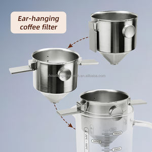 Filtro de Café Cónico Reutilizable Plegable de Acero Inoxidable Ecológico, Estilo Colgante <span class=keywords><strong>para</strong></span> las <span class=keywords><strong>Orejas</strong></span>, Fácil de <span class=keywords><strong>Limpiar</strong></span>, Portátil, <span class=keywords><strong>para</strong></span> Café y Té - Product Image 4