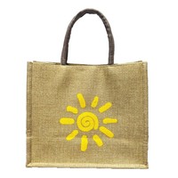 Sac fourre-tout vintage en jute et lin, grande capacité, imprimé arc-en-ciel, sac de courses écologique en toile de jute, sac cadeau pour enseignant, étudiant, courses