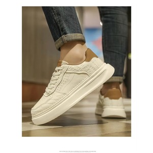 Zapatillas Blancas con Cordones y Suela Gruesa para Hombre, Estilo Europeo y Británico, Transpirables, Delgadas, Antideslizantes, Modernas para Primavera - Product Image 6