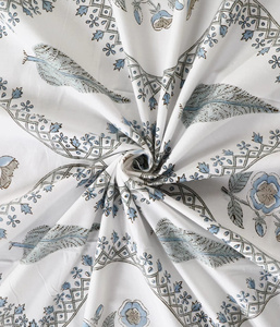 Parure de lit en coton imprimé à la main, motif floral indien bohème, fabriquée à Jaipur, drap plat taille King, décoration intérieure - Product Image 5
