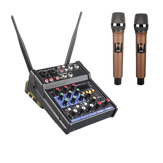G4-M1 Professional Sound Equipment Console Mixer 4 Channel Audio Mixer With Wireless Microphone
