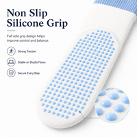 Chaussettes antidérapantes personnalisées OEM à marque privée pour Pilates et Yoga, avec nœud, bord côtelé très élastique et semelle en silicone