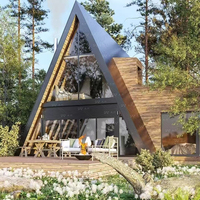 Casa prefabricada modular con Marco en A de lujo personalizada con terrazas, villas triangulares de baja altura, balcón para casas prefabricadas de hotel