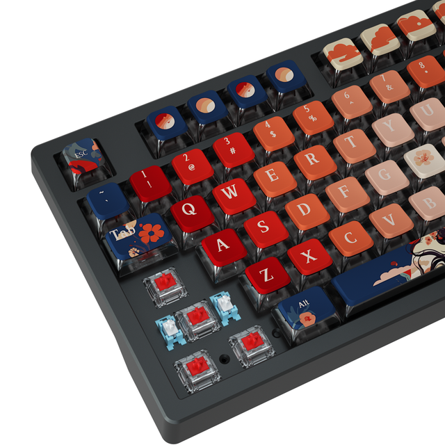 HZGAMER Chinese Ancient Style Keycaps, Custom Dye Sublimation PBT Pudding Keycaps War Knight Keycaps