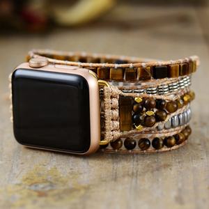 Correa de reloj con gema de ojo de tigre hecha a mano Aplo para la serie 7 <span class=keywords><strong>Black</strong></span> <span class=keywords><strong>Friday</strong></span>, regalo nupcial especial, joyería Bohemia, cuentas cambiables con cuentas - Product Image 5