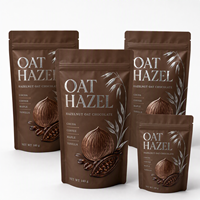 Sachet Doypack Personnalisé à Fond Plat pour Chocolat Noir et Menthe, avec Fenêtre Transparente, Fermeture Zip Refermable et Barrière Anti-odeur, pour Emballage de Snacks