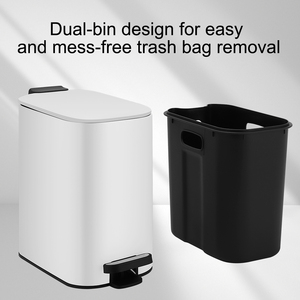 Slim Step in acciaio inox pattumiera cestino della spazzatura contenitore della spazzatura con coperchio per bagno bagno cucina bidone della polvere bianco - Product Image 4