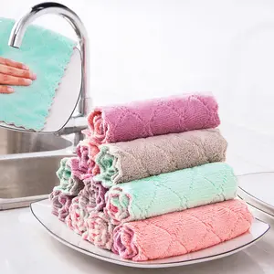 超细纤维吸水厨房碟布毛巾，不粘油洗布抹布，家用餐具清洁擦拭工具