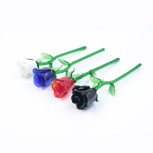 Rosa di Vetro Artigianale in Cristallo di <span class=keywords><strong>Murano</strong></span> Colorato, con Stelo Lungo, per Decorazione Casa - Product Image 3