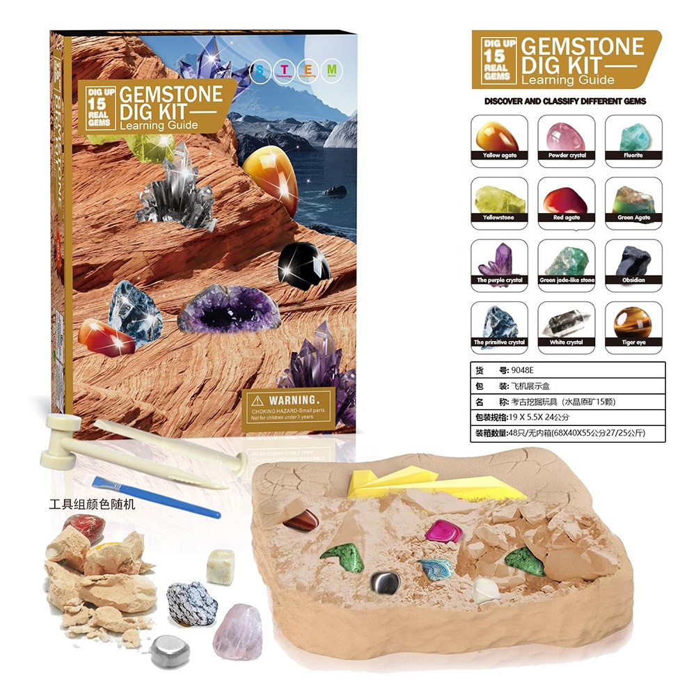 Gem Digging Kits For Kids JuzToys Educational Toy Gemstone Dig Kit U2013 Crystal Rock And Gem Digging Kit With Mining Tools, Minerals Escavation Kit For Kids Volcano Science Kit