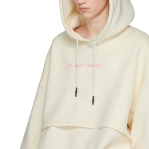 En <span class=keywords><strong>blanco</strong></span> sudaderas con capucha de manga larga <span class=keywords><strong>jersey</strong></span> de gran tamaño unisex Sudadera con capucha - Product Image 4