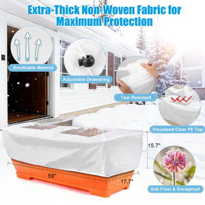 Coperture Protettive per Piante con Finestra di Visualizzazione, Tessuto Antigelo Rettangolare per Aiuole Rialzate con Cordoncino, Riutilizzabile - Product Image 5