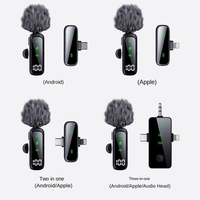 NotatrustTwo Microphones LED Light Lavalier Mic 3 en 1 Microphone sans fil professionnel mini pour iPhone/Android/Caméra