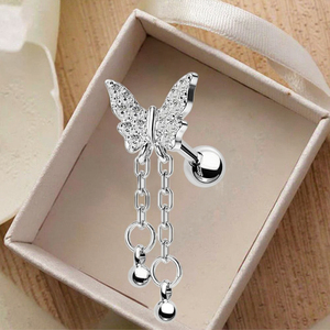 Catena ciondolo Tragus orecchini a farfalla cartilagine orecchini 16G <span class=keywords><strong>acciaio</strong></span> <span class=keywords><strong>chirurgico</strong></span> Piercing a elica gioielli moda donna Piercing - Product Image 5