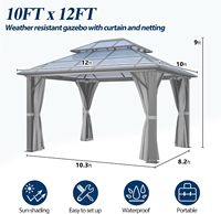 Gazebo de jardin en polycarbonate rigide avec structure en acier, 10 pieds x 12 pieds