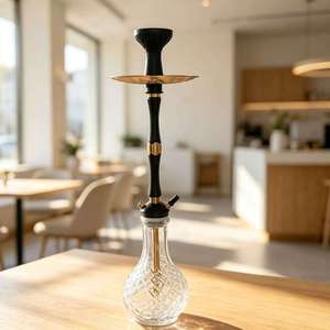 Black Glass <b>Hookah</b> Set Metal Stand Water <b>Pipe</b> with Bowl Tray Dual Tube for Lounge Bar - Product Image 5