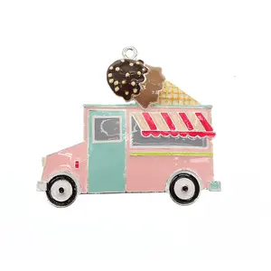 Fashionable cute Multicolored enamel ice cream car Charm pendant designer charms For Gift