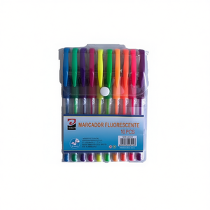 MNJ Fluorescent Marker 10Pcs Assorted Colors Highlighter Set - Product Image 1