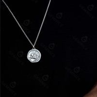 Collier avec pendentif rond en forme de cheval ailé Pegasus de Gemnel, plaqué or 18 carats, bijoux vintage pour femmes et hommes
