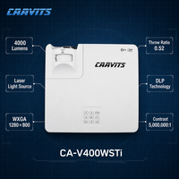 Projecteur laser DLP CAAVITS 4000 lumens ANSI WXGA à courte focale avec WiFi pour expositions et salles d'exposition