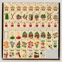 Ensemble de Mahjong américain illustré de luxe pour chalet de ski d'hiver, tuiles de Mahjong en acrylique gravées sur mesure, jeu de société cadeau de vacances, 160 tuiles