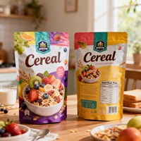 Sachets d'emballage personnalisés imprimés pour céréales, fruits, flocons d'avoine, noix, muesli, petit-déjeuner, refermables, en aluminium, pour céréales
