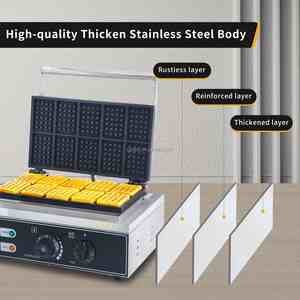 <span class=keywords><strong>Gaufrier</strong></span> Rectangle en acier inoxydable commercial 10 pièces <span class=keywords><strong>gaufrier</strong></span> belge industriel antiadhésif 110/220V temps de température collation - Product Image 6