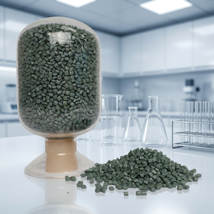 Gránulos de LLDPE PCR reciclado de grado industrial, origen KR, verde oscuro, material de película de extrusión PCR granular, láminas de calidad para abastecimiento. - Product Image 2