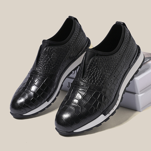 Chaussures décontractées pour hommes de conception italienne de luxe, respirantes, en cuir de vache véritable, baskets habillées - Product Image 5