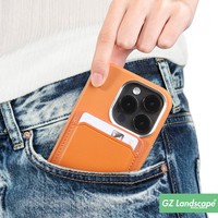 Sarung ponsel dompet magnetik dapat dilepas kulit pu kustom tempat slot kartu tali antijatuh