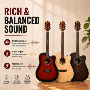 Chitarra Acustica OEM 41 Pollici con Top in Abete, Fondo e Fasce in Tiglio, Chitarra Folk per Principianti - Product Image 4