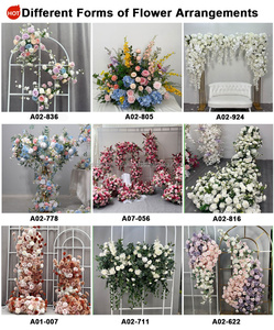 Decoración de Boda Elegante, Camino de Mesa con Flores de Champán, Panel de Flores de Rosas Blancas y Plantas Verdes para Esquinas - Product Image 5