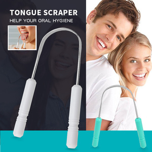 Racloir de nettoyage de <span class=keywords><strong>langue</strong></span> argenté en acier inoxydable écologique avec logo personnalisé avec poignée antidérapante Emballage nouveau style - Product Image 4