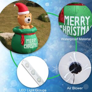 Vente en gros usine : Paire de bonhommes de neige gonflables LED 190T en polyester avec panneau signalétique, jouets de jardin d'extérieur pour enfants, idéal comme cadeau - Product Image 6