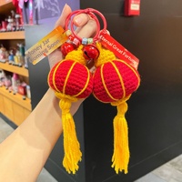 Pendentif porte-clés lanterne rouge en laine créative, ornement du Nouvel An 'Succès une fois' et décoration suspendue pour l'Année du Cheval, petit cadeau