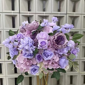 Esfera Floral de Seda Morada de Lujo, Centro de Mesa Premium con Rosas y Hortensias para Decoración de Mesas de Boda - Product Image 1