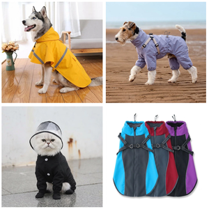 เสื้อกันฝนสำหรับสุนัขแบบสะท้อนแสง กันน้ำ ระบายอากาศได้ดี น้ำหนักเบา มีฮู้ด สำหรับสุนัขพันธุ์เล็ก กลาง ใหญ่ - Product Image 1