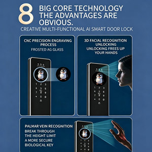 Glomarket Fully Automatic Smart Door <b>Lock</b> Palm Vein 3D Facial Recognition TUYA APP Remote Video Smart <b>Lock</b> for Home Apartment - Product Image 4