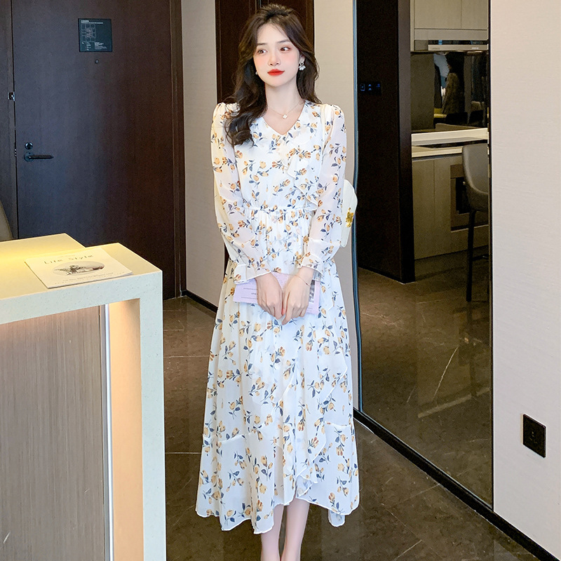wholesale chiffon dresses Wholesale L8961 | Woven Polyester Chiffon Floral Flare Maxi Dress for your store