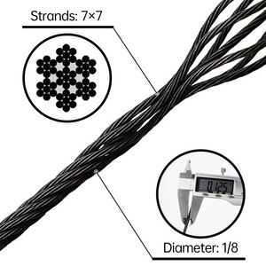Cable de Acero Recubierto de Negro <span class=keywords><strong>7x7</strong></span> de 1/8'' Flexible, Resistente a la Corrosión, para Barandillas y Cercas - Product Image 4