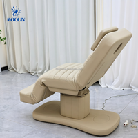 MOOLIN Lit de beauté électrique à 3 moteurs, réglable, pour spa, massage, salon de beauté, en cuir PU, silencieux, pour hôtel, salon, entrepôt