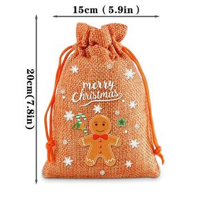 Sac en toile de jute Joyeux Noël 15x20cm, sac en lin multi-styles, pochette cadeau multicolore, fournitures de Noël, emballage pour chocolat - Product Image 3