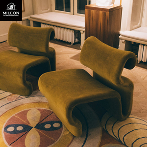 Phòng khách đơn giản Thiết kế hình dạng tùy chỉnh ghế bành hình dạng đặc biệt Ghế sofa đơn ghế da Bắc Âu vải khách sạn hiện đại Mô hình phòng - Product Image 2