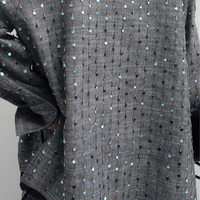 Tissu en denim léger avec broderie de petites perles et de paillettes pour robe, robe de chambre, chemise, jupe, costume pour femmes de milieu à haut de gamme