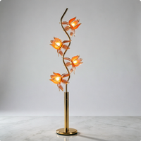 Lampe sur pied LED Lotus moderne la plus vendue, douille E26, abat-jour en fer rose et verre en forme de fleur, luminaire sur pied pour salon et chambre à coucher