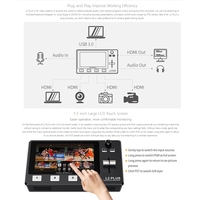 FEELWORLD L2 Plus Mixeur vidéo multi-caméras, écran tactile 5,5 pouces, 4 HDMI, USB 3.0, contrôle PTZ, prise US