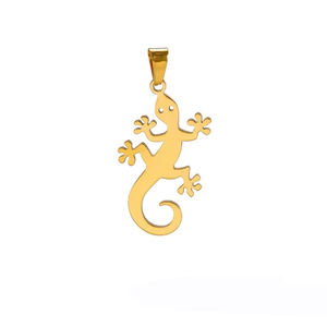 Новое ожерелье-подвеска из нержавеющей стали с позолотой в виде геккона, оптовая продажа, для изготовления ювелирных изделий, DIY, ручная работа, подвески-талисманы в виде животных, подарок - Product Image 1