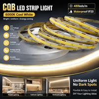 Bande lumineuse LED 12V 8mm 480 LED/m IP20 Ra90 3000K/6000K avec télécommande Wi-Fi dimmable pour miroir, chambre, jardin, ambiance