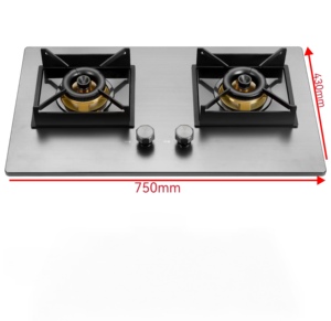 요리 가전 맞춤형 스테인레스 스틸 가스 호브 주방 가스 스토브 2 버너 내장 가스 조리대 - Product Image 2