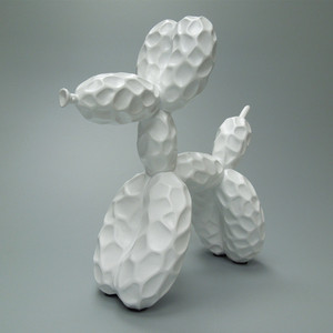 Estatua de Perro Globo de Resina Blanca Etechan, Figura de Poodle Texturizada para Decoración del Hogar y Sala de Estar - Product Image 1
